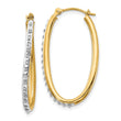 14K Gold Diamond Fascination Oval Twist Hoop Earrings Polished, Elegant Design