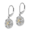 Vintage Sterling Silver 14K Gold Diamond Dangle Earrings