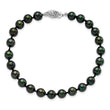 14k White Gold 6-7mm Black Round Akoya Saltwater Cultured Pearl 7 inch Bracelet
