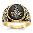 Men's Oval Onyx Masonic Ring in 14K Yellow Gold, 2mm, Size 10