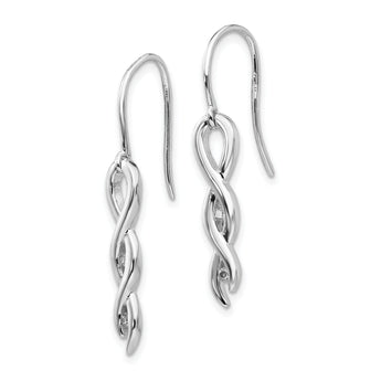 925 Silver Diamond Twist Dangle Earrings with Rhodium Finish