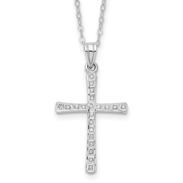 Platinum-Plated Sterling Silver Diamond Cross Necklace Gift Ready