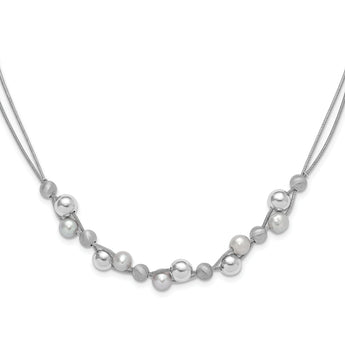 925 Sterling Silver Beaded Necklace with Multi-Color Freshwater Pearls