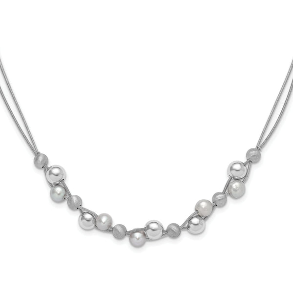 925 Sterling Silver Beaded Necklace with Multi-Color Freshwater Pearls