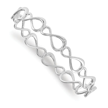 925 Sterling Silver Diamond Infinity Bangle Polished Gift Ready