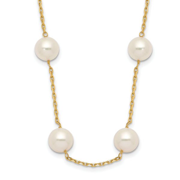 14K Gold Freshwater Pearl Necklace with Elegant 14-Station Design