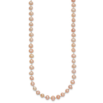 14K Gold 16 Pink Freshwater Pearl Necklace Elegant & Cultured