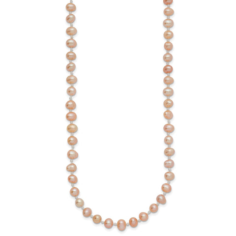 14K Gold 16 Pink Freshwater Pearl Necklace Elegant & Cultured