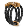 Edward Mirell Black Ti & Bronze Cable White Sapphire Cable Flexible Ring
