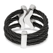 Edward Mirell Black Ti With Sterling Silver Black Spinel Cable Flexible Ring