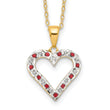 18K Gold-Plated Sterling Silver Ruby and Diamond Heart Necklace
