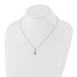 925 Sterling Silver Blue Topaz Diamond Teardrop Necklace