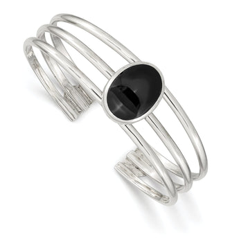 Onyx Cuff Bracelet in Sterling Silver, 20mm