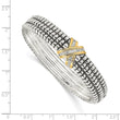 Sterling Silver 14K Gold Diamond Accent Hinged Bangle