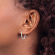 14K White Gold Diamond Hoop Earrings with Rhodium Finish, 20mm Elegant Design