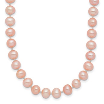 14K Gold Pink Freshwater Pearl Necklace with Elegant Near Round Design
