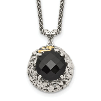 Black Onyx Necklace in Sterling Silver, 18x1.75mm, 18 Inch