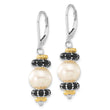 Sterling Silver 14K Gold Accent Pearl Enamel Dangle Earrings