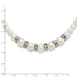 1928 Silver-tone Clear Crystal and Simulated Pearl 15in With 3in ext Necklace