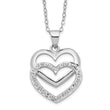Sterling Silver Double Heart Necklace with Diamond Accent