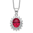 Cheryl 925 Sterling Silver Rhodium-Plated Ruby CZ Halo Necklace 18.25 Elegant Gift-Ready Jewelry
