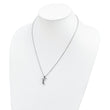 Sterling Silver Diamond Cross Necklace with Rhodium Finish