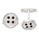 Men's Button Round Onyx Cuff Links in Sterling Silver