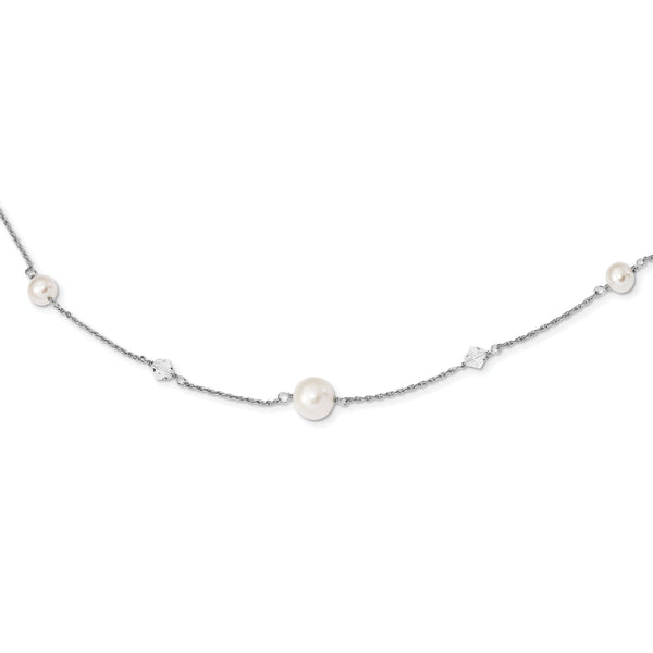 Sterling Silver Cultured Pearl Necklace with Polished Finish