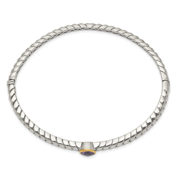 Sterling Silver Bangle with 14K Gold Accent & Amethyst
