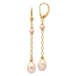 14K 5-8mm Pink Freshwater Cultured Pearl Leverback Earrings
