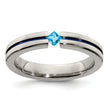 Edward Mirell Titanium Wedding Band with Sky Blue Topaz Accent