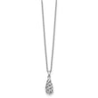 Sterling Silver Diamond Spiral Necklace with Rhodium Finish, Gift Ready
