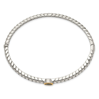 Sterling Silver 14K Gold Peridot Bangle with Hinged Design