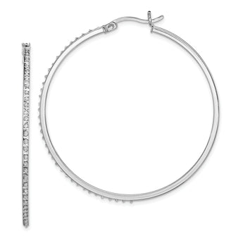 Sterling Silver Platinum-Plated Diamond Hoop Earrings with Polished Finish