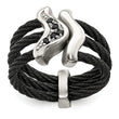 Edward Mirell Black Ti With Sterling Silver Black Spinel Cable Flexible Ring