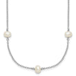 Sterling Silver Rhodium-plated 4-5mm White Near Round Freshwater Cultured Pearl 9-station 16 inch Necklace