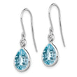 Sterling Silver Blue Topaz and Diamond Drop Earrings with Rhodium Finish