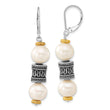 Sterling Silver 14K Gold Pearl Dangle Earrings with Antiqued Finish
