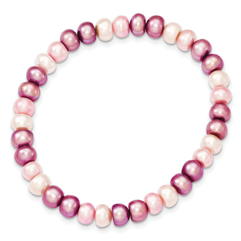 Multicolor Freshwater Pearl Stretch Bracelet Handmade Elegance