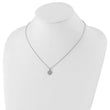 925 Sterling Silver Diamond Heart Necklace with Polished Rhodium Finish