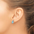 Sterling Silver Diamond & Blue Topaz Earrings Rhodium Plated, Polished Finish