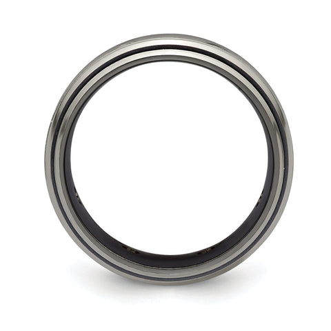 Edward Mirell Titanium Wedding Band with White Sapphire Bezel