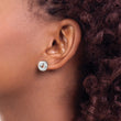 Sterling Silver Diamond Button Earrings in Polished Rhodium