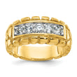 14k Mens 1 carat Diamond 5-Stone Nugget Complete Ring