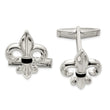 Men's Fleur-de-Lis Onyx Cuff Links in Sterling Silver