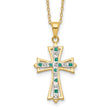 Sterling Silver Gold-Plated Diamond Emerald Cross Necklace 18 Inch