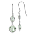 Sterling Silver 925 Drop Earrings with Diamonds & Green Quartz