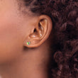 Sterling Silver 4mm Heart Peridot Stud Earrings with Rhodium Finish