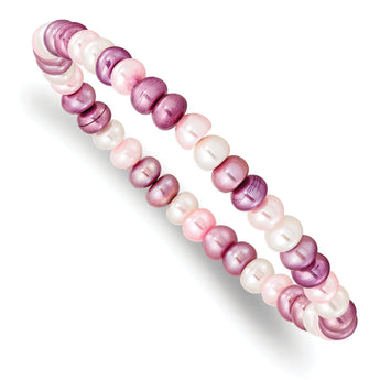 Multicolor Freshwater Pearl Stretch Bracelet Handmade Elegance