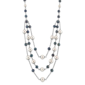 Sterling Silver Multi-Color Freshwater Pearl Necklace with Extender